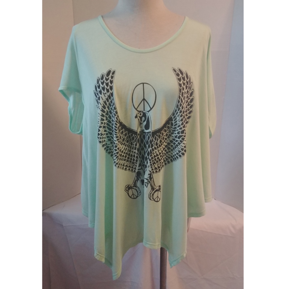 Lauren moshi peace eagle tee mint size xs